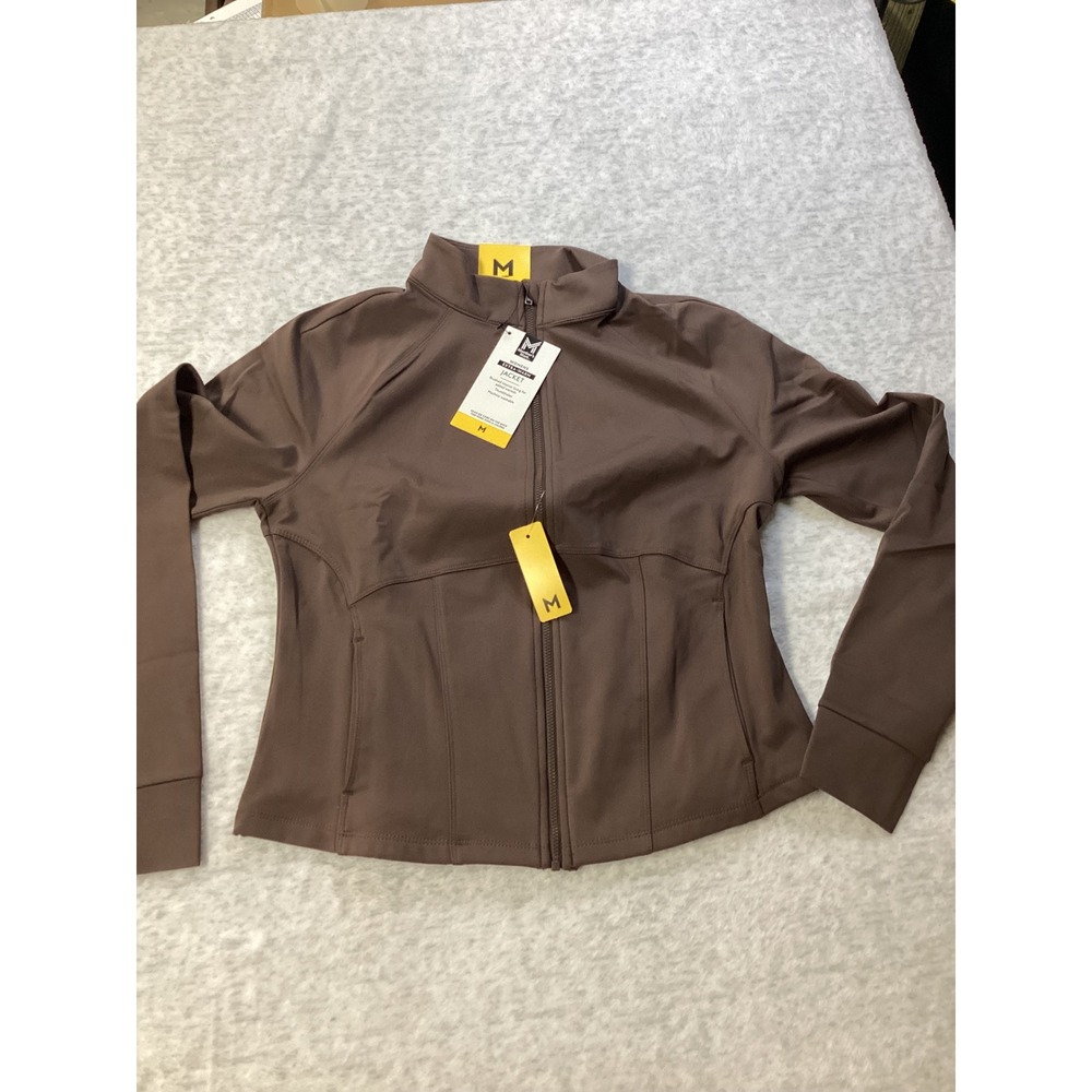 Members Mark Womens Extra-Warm Jacket Brown Full Zip Thumbholes‎ Medium NWT